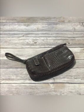 Brown Faux Leather Reptile Skin Women’s Clutch / Wrislet Wallet